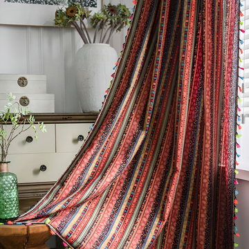 Kleurige Tassel Gordijnen met Lichtfiltering voor Boho Chic Interieur – Duurzaam en Machinewasbaar