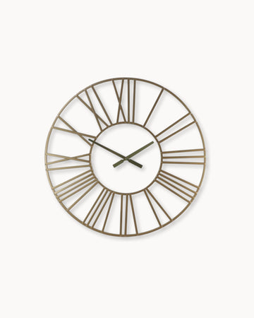 Wandklok Romeins - Grote Gouden Wandklok met Romeinse Cijfers - Ø80 cm