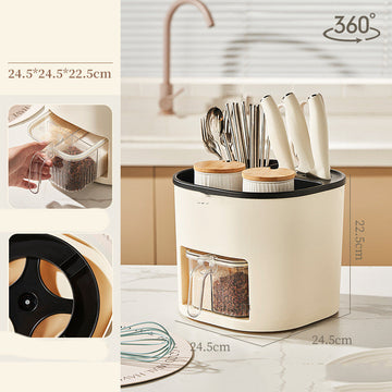 Multifunctionele Keuken Organizer met 360 Rotatie en Vier Compartimenten