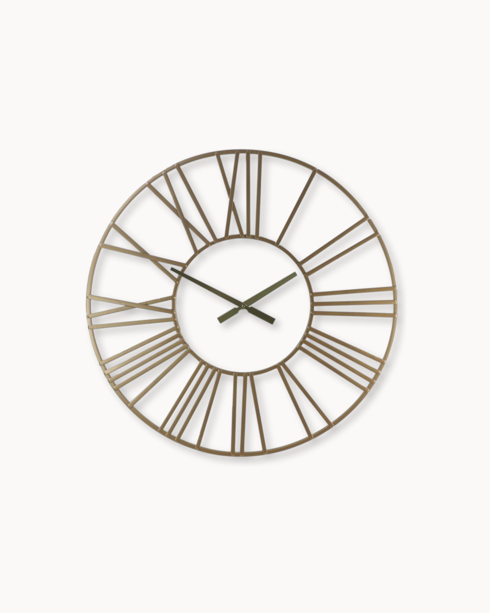 Wandklok Romeins - Grote Gouden Wandklok met Romeinse Cijfers - Ø80 cm