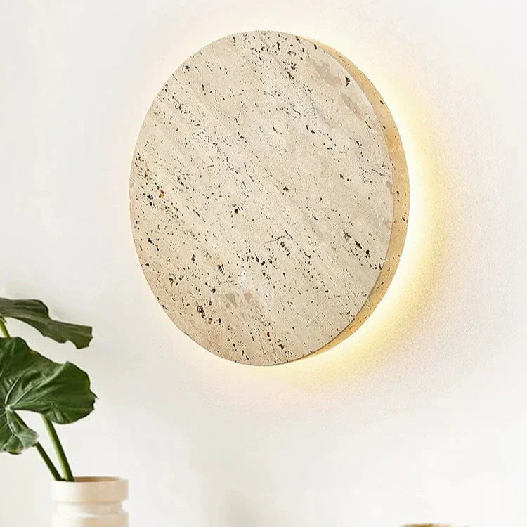 Ronde Travertin LED Wandlamp | LumeStone